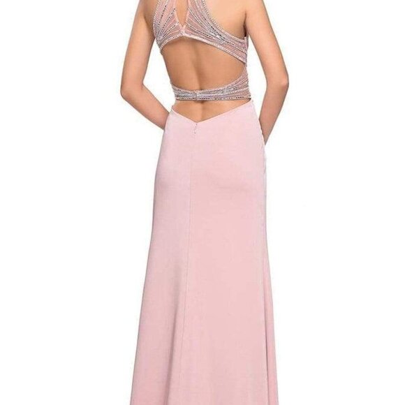 NWT La Femme 25767SC Jersey Prom Dress Blush Size 2 - Picture 2 of 7